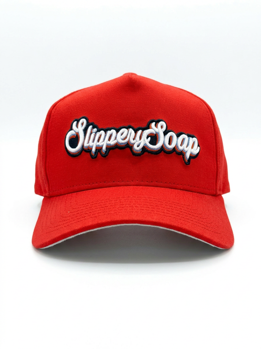 Slippery Soap Snapback Cap – Red